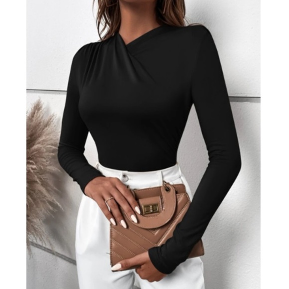 Luxe asymmetrical neck wrap detail top - Picture 10 of 15